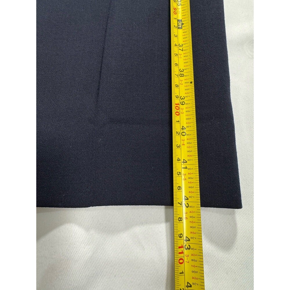 Akris Pants Womens 10 Navy Blue Side Zip Trousers Wool Wide Leg Dress Pants - Picture 7 of 14